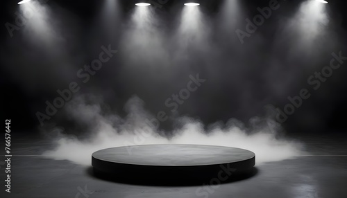 Podium Black Dark Smoke Background Product Platfor Upscaled 19 photo