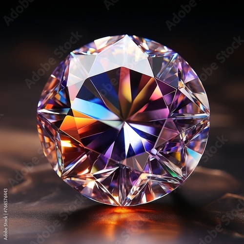 Colorful diamond isolated on a dark background