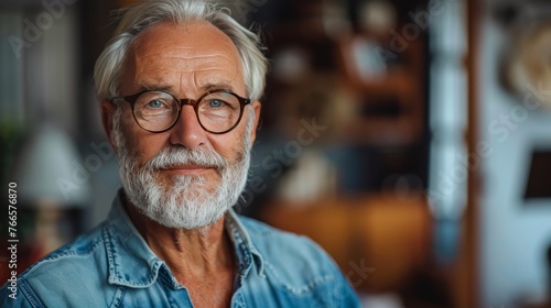 Bearded Man With Glasses Looking at Camera