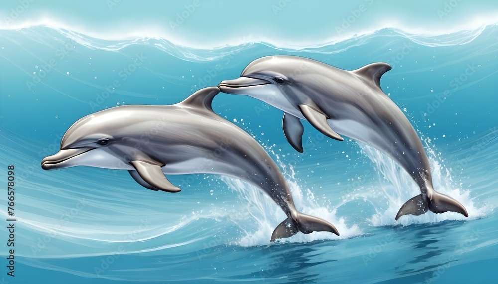 Playful Dolphins Leaping In The Ocean Joyful Spla Upscaled 3