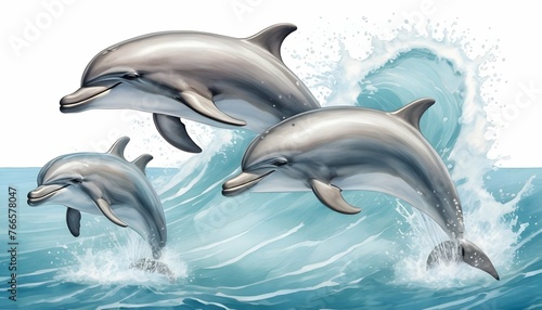 Playful Dolphins Leaping In The Ocean Joyful Spla Upscaled 2