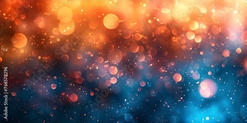 Vibrant Gradient Background Fading from Blue to Warm Orange with Bokeh Effect, Ideal for Festive Themes. Concept Gradient Background, Blue to Orange, Bokeh Effect, Festive Themes