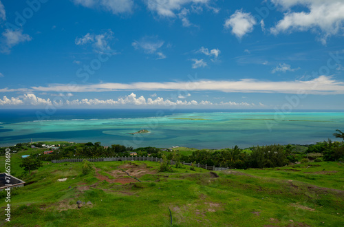 View of the sea from a hill in Rodrigues island 