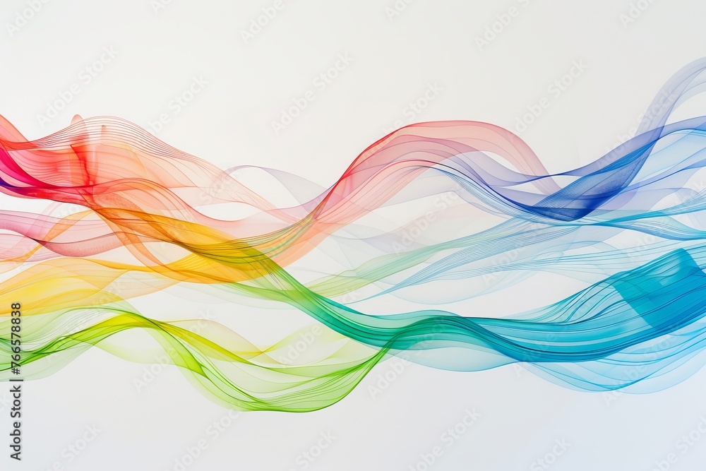 Fototapeta premium abstract colorful smoke waves on white background, copy space for text,website, flyer design