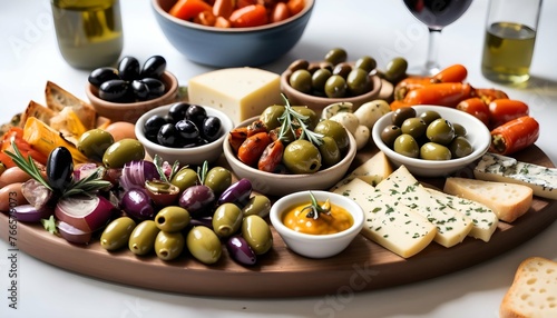 Platter Of Mediterranean Style Tapas With An Array