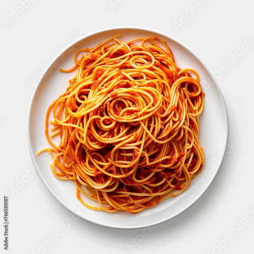 Generative AI: Plate of spaghetti with tomato sauce © William