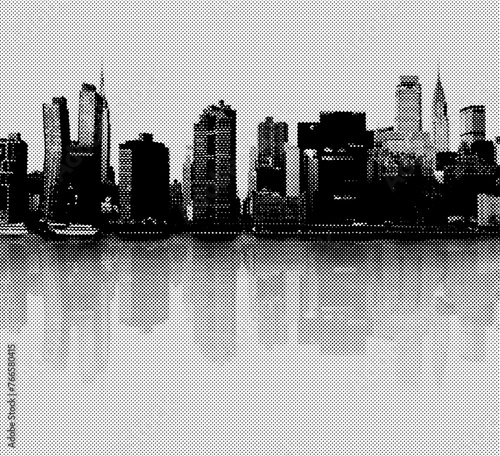 NEW YORK SILHOUETTE. Illustration vectorielle en demi-teinte monochrome