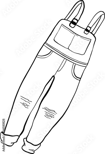 Hipster hand drawn vector illustration. Jumpsuit