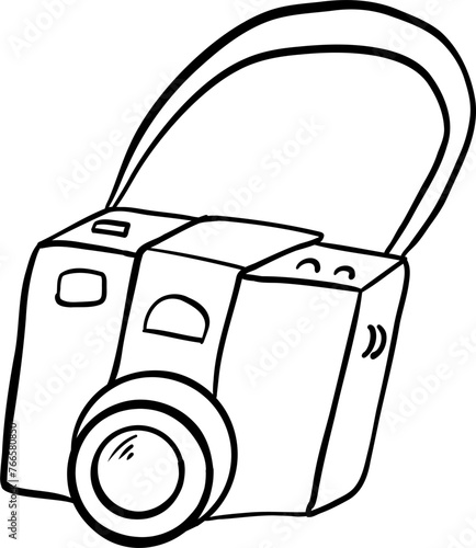 Hipster hand drawn vector illustration. Camera