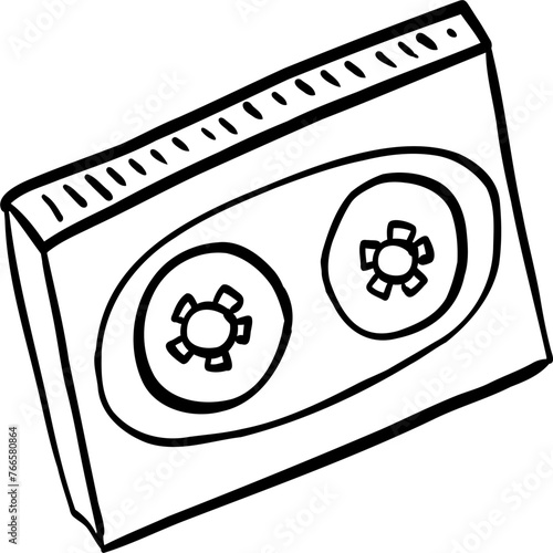 Hipster hand drawn vector illustration. Cassette