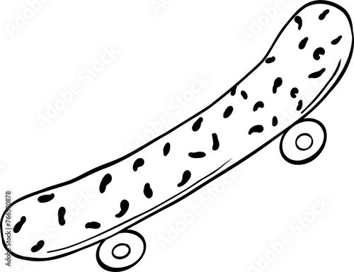 Hipster hand drawn vector illustration. Skate