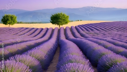 Picturesque Lavender Field In Full Bloom Scenic Upscaled 4