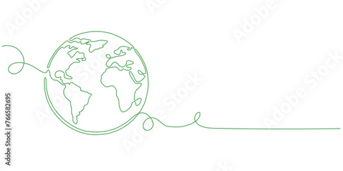 Earth line art style vector illustration, Earth day line art illustration, environment day line art vector illustration	