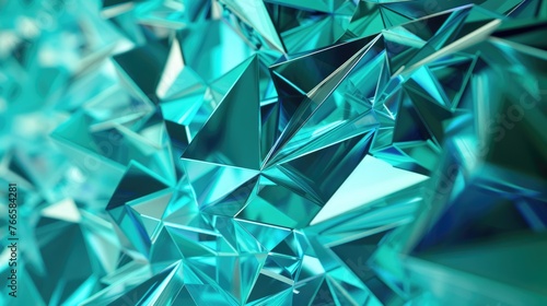Turquoise Geometric Polygonal Structure. Beautiful Abstract Background with Low-poly Triangles and Texture Shapes