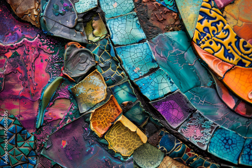 A close-up of an abstract background inspired by the rich colors and textures of Chinese ceramics.