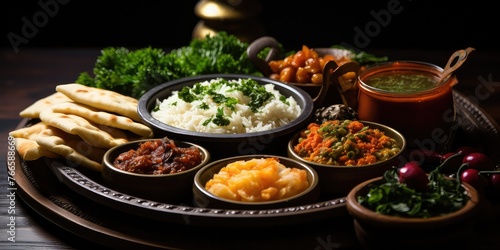 Savor the Ramadan Feast  Close-Up View of an Appetizing Faroot Meal  Ready to Delight During the Holy Month.