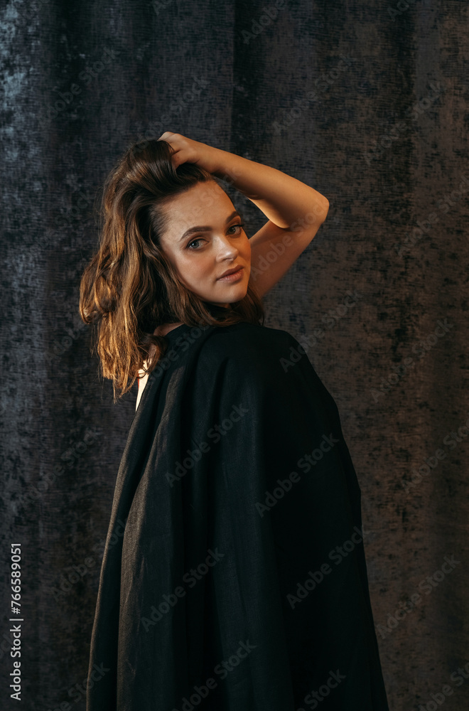 Fototapeta premium Woman in Black Top Posing