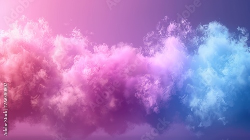 Pink and blue sky with fluffy clouds
