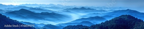 Painting depicting a mountain range with trees in the foreground