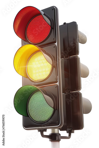 A realistic photography of traffic light, isolated.