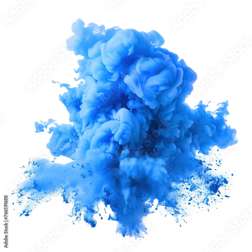 Blue powder isolated on white or transparent background