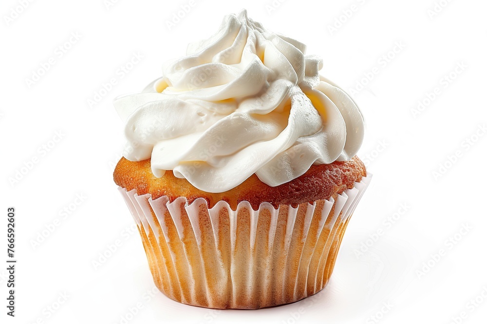 Tasty cupcake with butter cream isolated on white background Tasty cupcake with butter cream isolated on white background