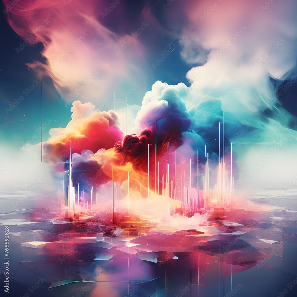 Obraz premium Colourful Digital Flame Clouds