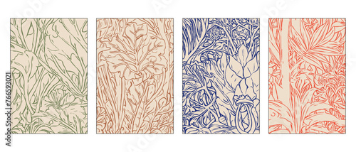 Collection of 4 botanical designs. photo