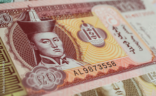 Wallpaper Mural Closeup of old currency Mongolia  tugrik banknote with portrait of state founding member Damdin Sukhbaatar Torontodigital.ca