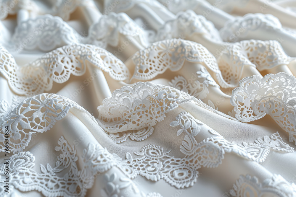 Delicate lace doilies in various patterns arranged on a white background. Concept of vintage decor. Generative Ai. Delicate lace doilies in various patterns arranged on a white background. Concept of vintage decor. Generative Ai.
