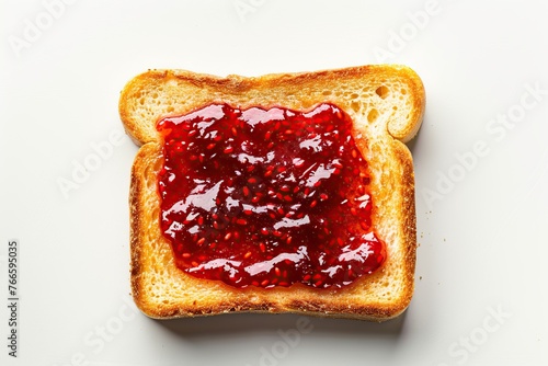 Toast bread with sweet raspberry jam isolated on white background