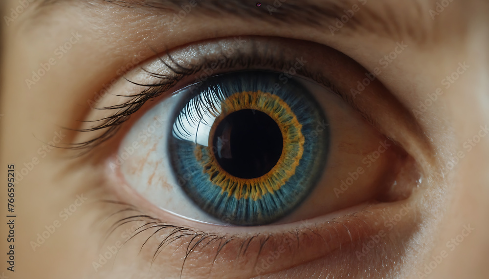 Fototapeta premium A detailed view of an eye with enhance security with iris pattern capture - advancing biometric authentication technology