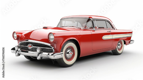 Vintage red car on isolated white background. Generated AI