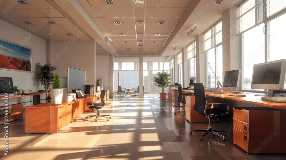 Office space with abundant natural light, ideal for business concepts Office space with abundant natural light, ideal for business concepts