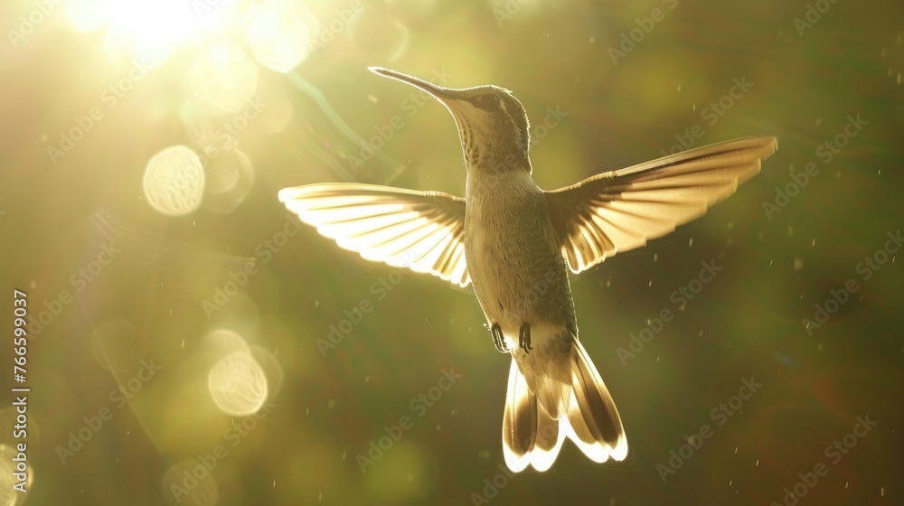 Naklejka premium A beautiful hummingbird flying in the air. Perfect for nature lovers