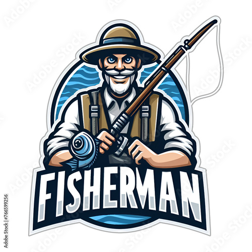 fisherman mascot logo illustration