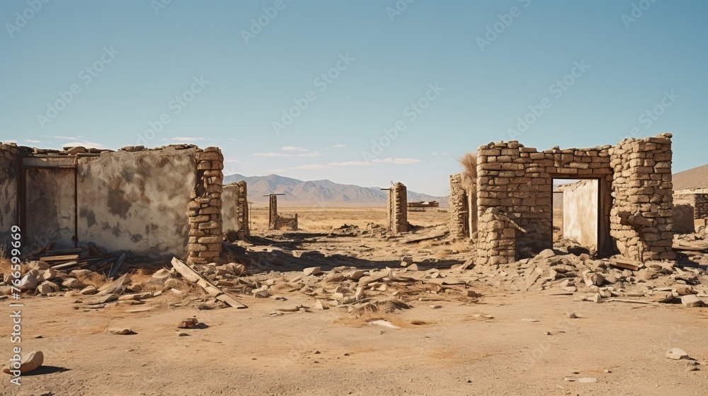 Abandoned Structures in Desert Village