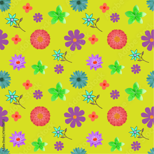 Medieval floral art design for digital textile printing,  as floor tiles and carpet patterns, decorative design for a one-of-a-kind wall covering, and wrapping paper for interior decorating. 