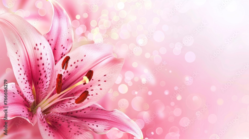 Beautiful pink lily romantic pastel watercolor background. AI generated image