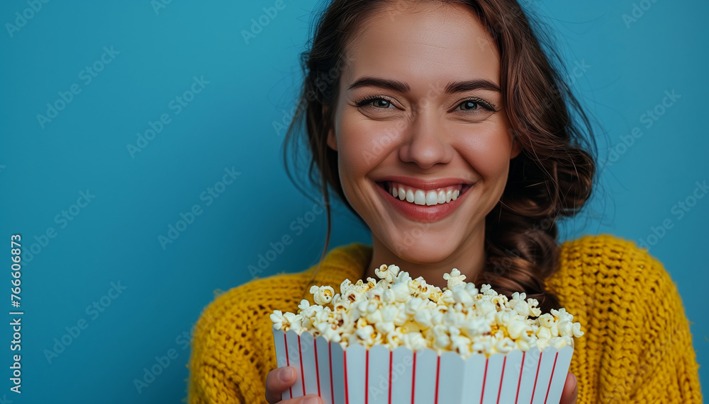woman with popcorn