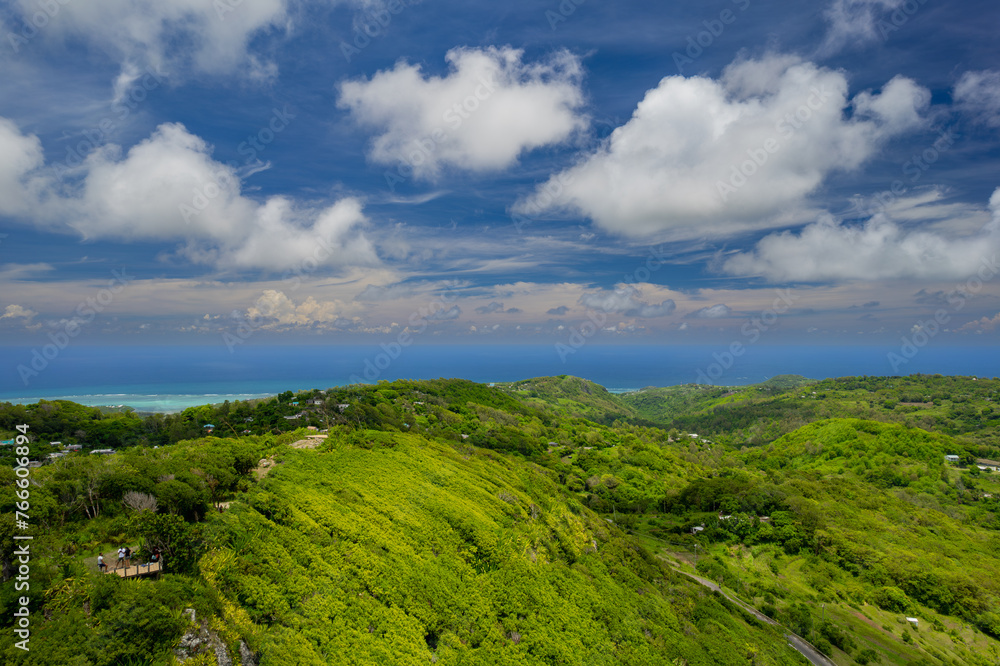 Aerial view of Mont Limon (Mount Limon) located in Rodrigues island
