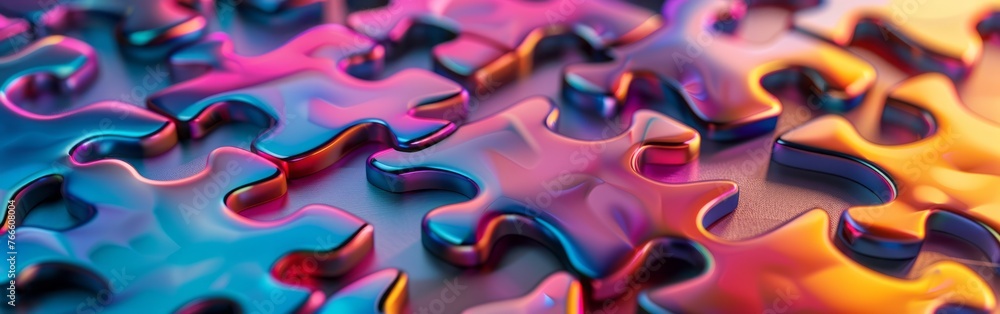 Close Up of a Colorful Puzzle Piece - obrazy, fototapety, plakaty 