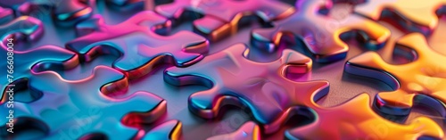 Close Up of a Colorful Puzzle Piece photo