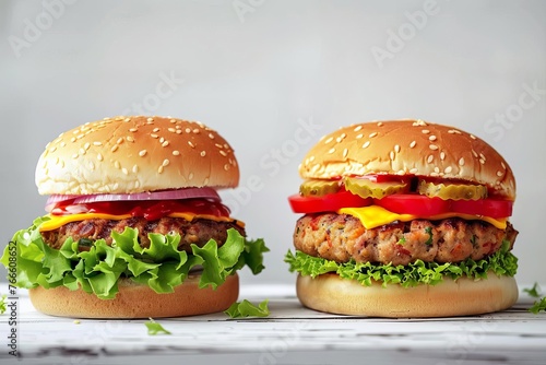 Comparison of traditional and plant-based burgers, healthy eating choices