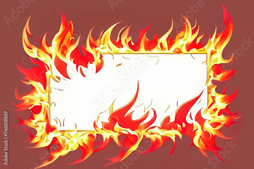 Blazing Flame Frame on white