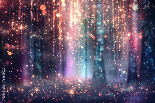 Fantasy’s Veil: Shimmering Magic Rain of Sparkling Particles.
