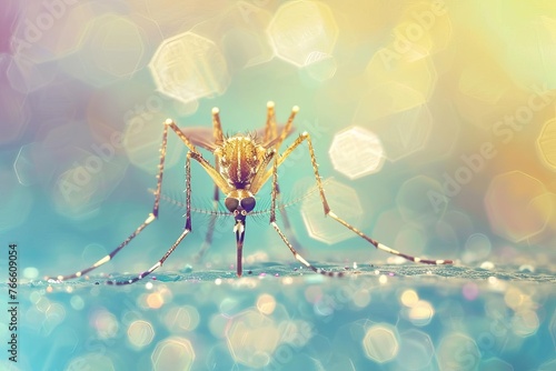 Close-up high-resolution image of yellow fever mosquito, dangerous disease vector