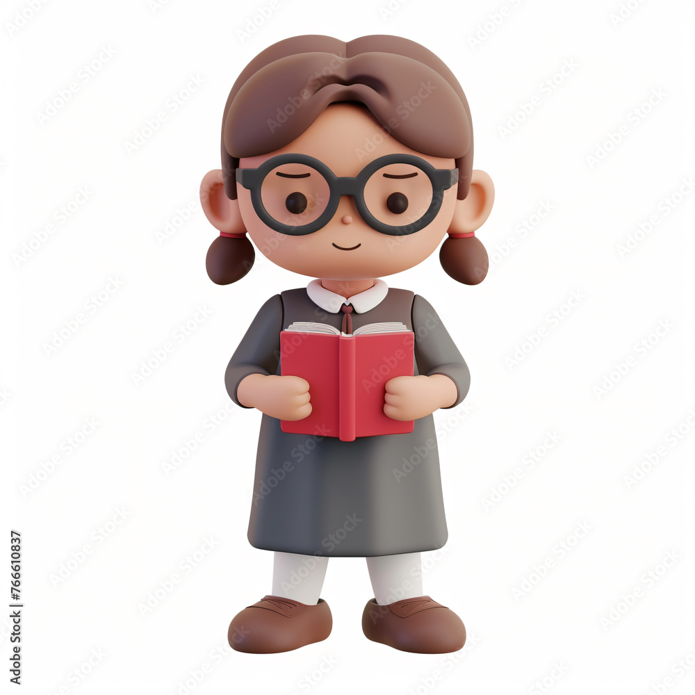 3d render icon of girl teacher cartoon plastic generated AI