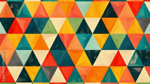 Seamless geometric pattern with vibrant triangles
