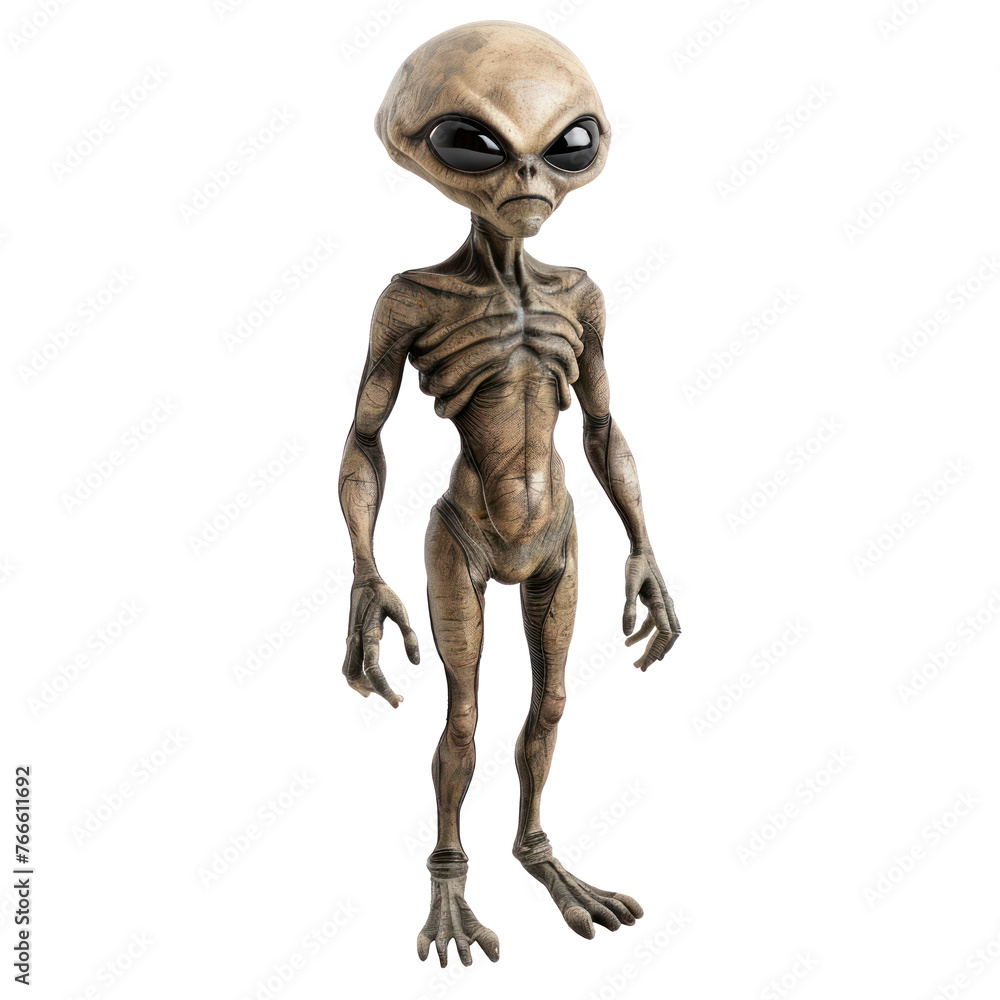 alien full body on a transparent or white background